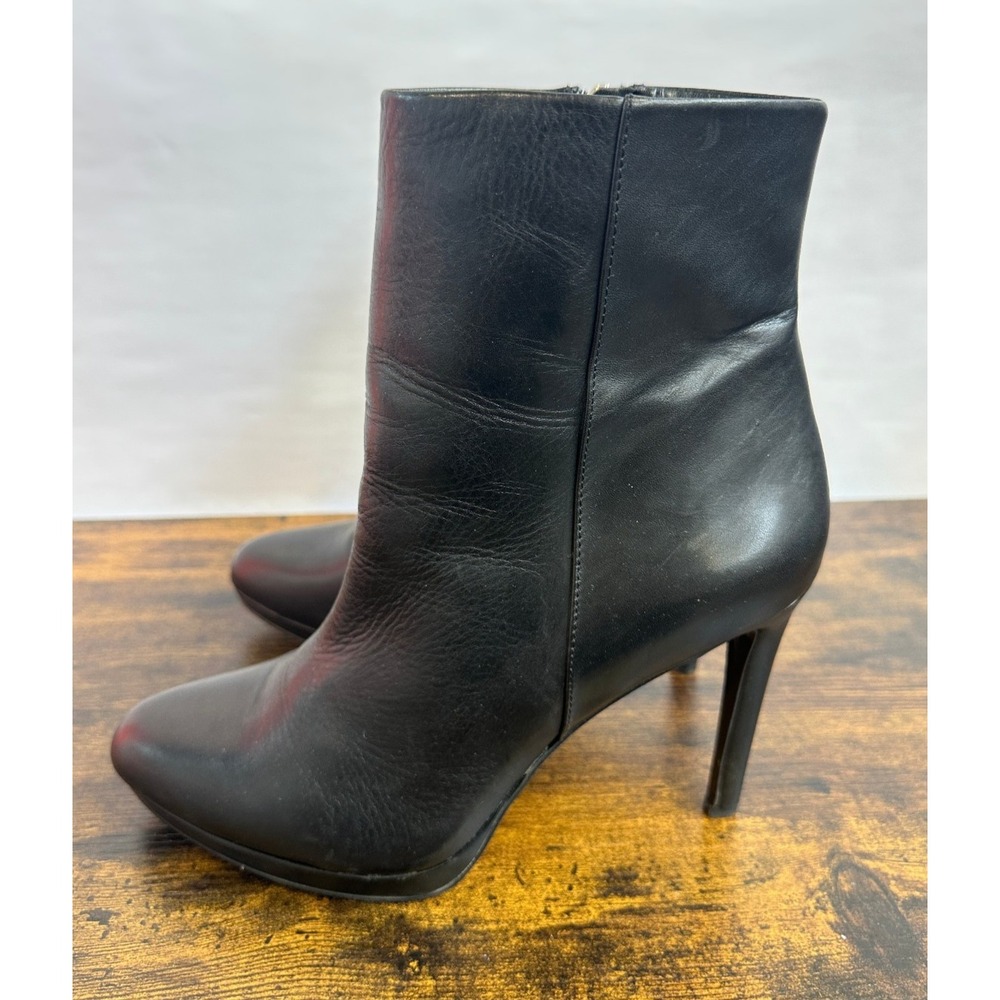 Nine West Quanette Platform Leather Booties Black Ankle Boots High Stiletto 11 M